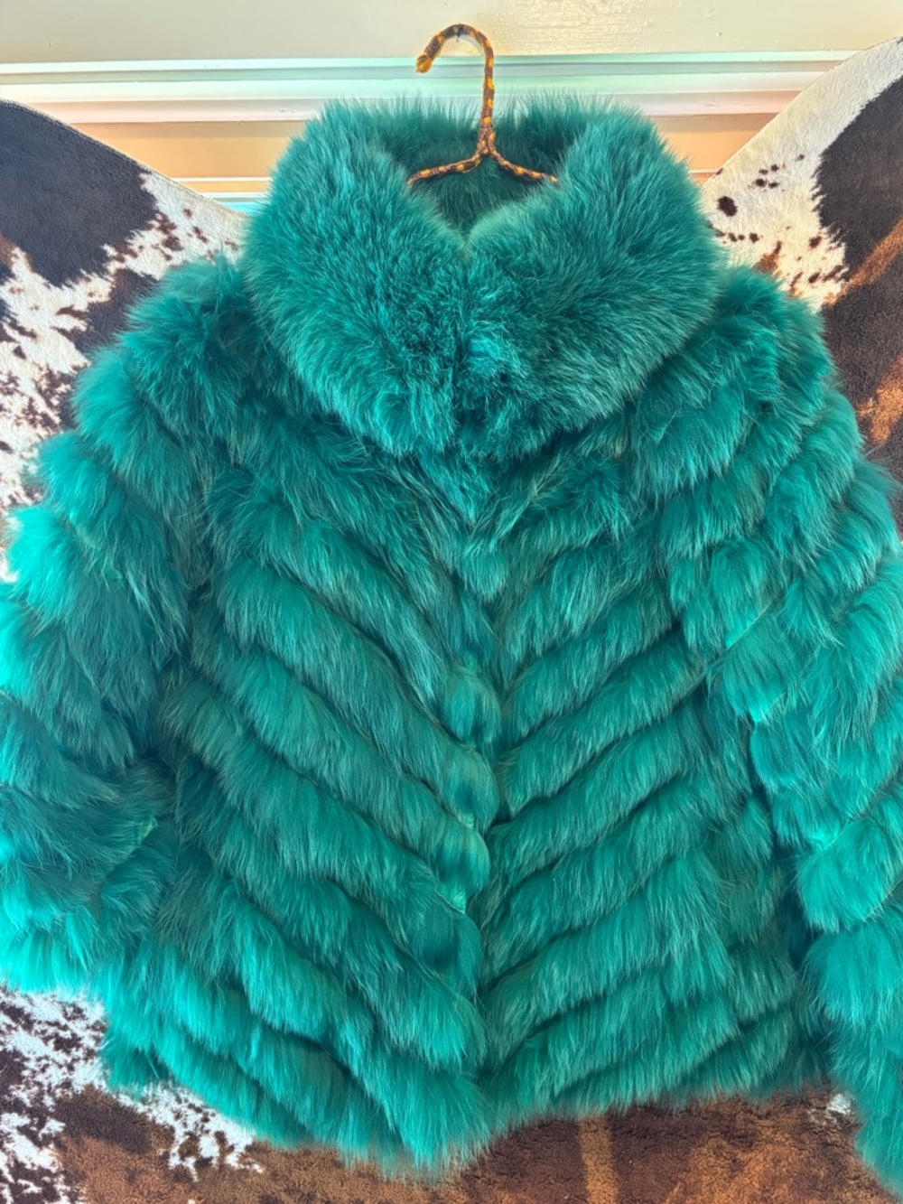 Genuine FOX emerald green reversible coat